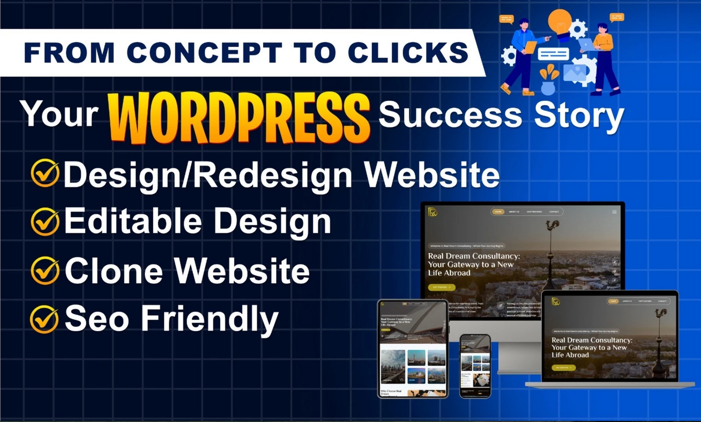 Design Redesign Clone Wordpress website Development